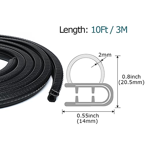 Car Door Seal Strip with Side Bulb 10Ft, EPDM Rubber Automotive Weather Stripping Edge Guard Universal Fit for Camper Van, Trucks, SUV, RV, Black - size: Fit 1/16 Inch Edge (10Ft)