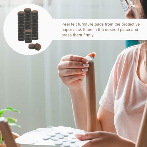 uxcell Furniture Pads, 36Pcs 0.5" - Round Self Adhesive Felt Furniture Pads, Floor Protectors for Furniture Feet Chairs Legs Hardwood Floors (Brown) - size: 0.5"