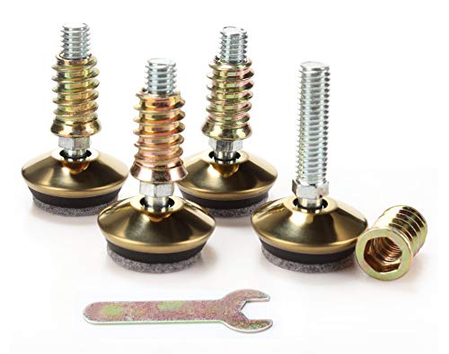 Swivel Furniture Levelers - Adjustable Leveling Legs for Tables Chairs Cabinets Felt Pads Included (4, D34mm Swivel Golden) - size: D34mm Swivel Golden