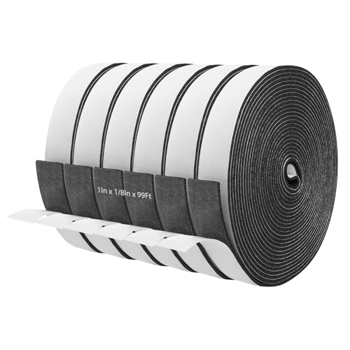 Storystore Weather Stripping Door Seal Strip, 1In x 1/8In x 99FT Self Adhesive Foam Tape for Door Window Insulation Soundproofing Weatherstrip, High Density Foam Seal for Doors Windows Furniture - size: 1In x 1/8In x 99Ft