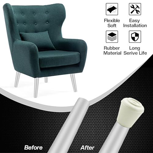 16pcs 3/4 Inch Round Chair Leg Tips Caps, Non-Slip Rubber Chair Leg Floor Protectors, White Furniture Leg Caps Fit for 0.7"-0.75" (18-19mm) Diameter Round Feet - size: 3/4 Inch-White