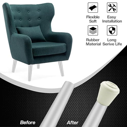 16pcs 1/2 Inch Round Chair Leg Tips Caps, Non-Slip Rubber Chair Leg Floor Protectors, White Furniture Leg Caps Fit for 0.43"-0.47" (11mm-12mm) Diameter Round Feet - size: 1/2 Inch-White
