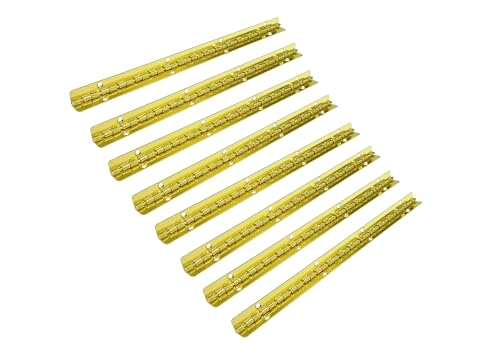 QCAA 90 Degree Stop Long Piano Hinge, Durable Steel Box Case Hinge, 200 mm x 9 mm(7.87" x 0.35"), Brass Plated, Made in Taiwan, 8 Pack - color: Brass(7.87"), size: 8 Pack