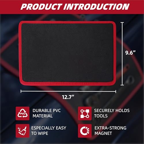 Magnetic Tool Mat, Magnetic Mat for Tools PVC, Flexible Magnetic Mat 40 LBS, Icon Magnets Tool Mat and Tray Holder, Magnetic Tool Holder for Garage, Workshop & Auto Repair Tools, 12.7" x 9.6" - size: 1 Pack