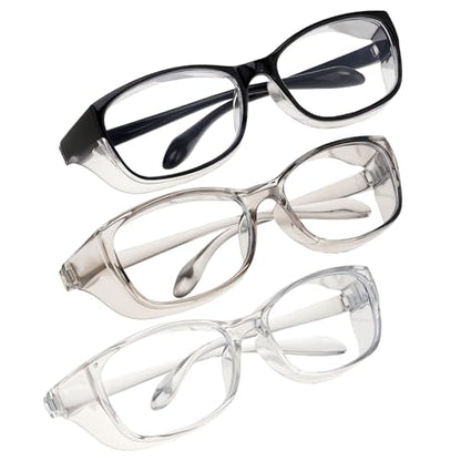 Qianyu 3 Pack Safety Glasses Nurses Goggles Anti Fog Protective Eyewear Square Clear Stylish Lab Goggles Scratch Side Shields Eyewear Light Eye Glasses for Women Men Adults Essentials