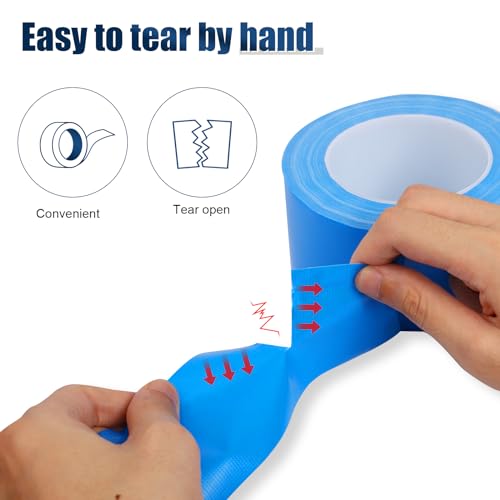 Blue Duct Tape Heavy Duty, 1.88 Inch x 35 Yard Waterproof Strong Adhesive Duct Tape for Indoor Outdoor Repairs Tear by Hand, 1 Roll - color: Light Blue