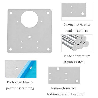 4Pcs 3.54 x 3.54 Inch Cabinet Hinge Repair Plate, Stainless Steel Hinge Repair Brackets with Fixing Screws for Kitchen Cabinets, Cupboard Doors, Furniture(5 Holes) - size: 4Pcs 5 holes