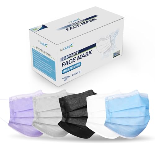 FriCARE Disposable Face Masks, 3-Ply ASTM Level 3 Medical Grade, FSA/HSA Eligible, Breathable & Comfortable for Allergy/Sun Protection, 50 Pack Northern Lights Whisper - color: Northern Lights Whisper