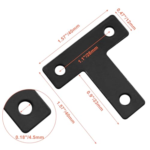 Bivethoi 20 Pcs T Shape Flat Mending Plates 40mm x 40mm (1.57" x 1.57") T Corner Braces T Bracket Connector Fixing Repair Plates for Wood Furniture, Cabinet, Windows, Black - size: 40x40mm/1.57"x1.57", style: T shape