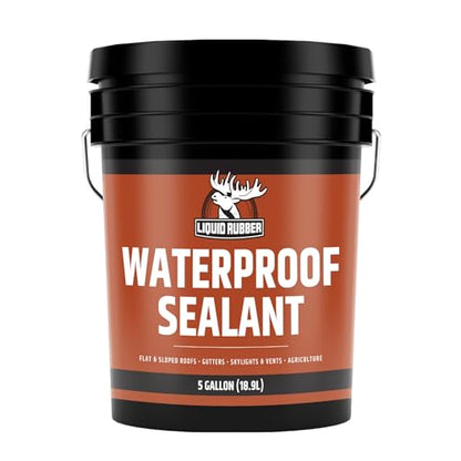 Liquid Rubber Waterproof Sealant – DIY Leak Repair Coating for Flat, Metal & Low Slope Roofs, Foundations, Gutters & More – Flexible Protective Membrane - Black - 5 Gallon - size: 5 Gallon