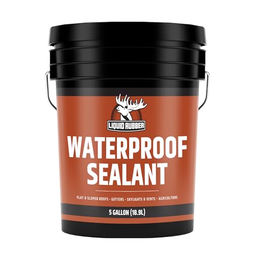 Liquid Rubber Waterproof Sealant – DIY Leak Repair Coating for Flat, Metal & Low Slope Roofs, Foundations, Gutters & More – Flexible Protective Membrane - Black - 5 Gallon - size: 5 Gallon