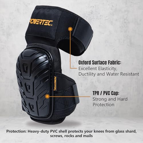 POWERTEC 72227 Safety Goggles Over Glasses & Knee Pads, Scratch Proof UV Protection Anti-fog & Knee Pads w/Thigh Straps Shell Soft Foam & Thick Gel Cushion, Woodworking, Construction, Flooring - style: Safety Goggles + Gel Knee Pad