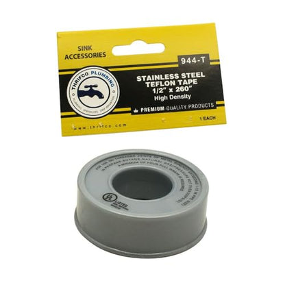Thrifco 4400944 944-T 1/2 Inch x 260 Inch Gray Thread Sealing PTFE Stainless Steel Tape