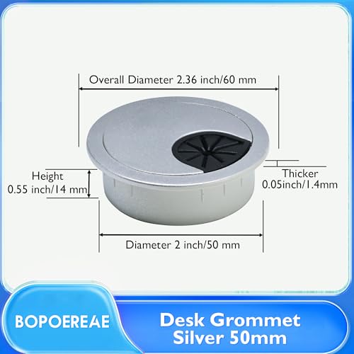 Desk Grommet 2" (50 mm), Desk Cord Hole Cover, Cable Grommet ABS Plastic, Desk Hole Grommet for Office and Home Table Cable, Detachable Cable Cord Organizer (Silver Sand 8 Pcs) - size: 2" (50 mm), style: 8 pcs Silver Sand