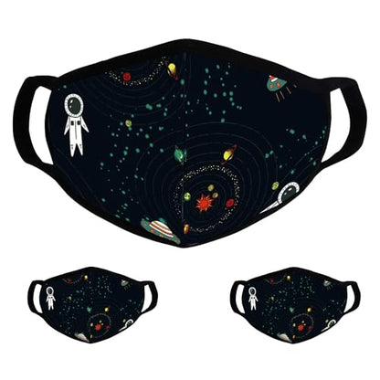 3 Pack Astronauts Dust Mouth Face Mask - Inner White Cotton - Dustproof Saw-Dust Washable - Reusable Comfy - Cotton Protective Breathable Soft Warm Windproof Face Protection for Man and Woman - color: 3 Pack Astronauts