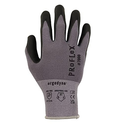 Ergodyne ProFlex 7000 Nitrile Coated Work Gloves, Foam Nitrile Palms for Flexible No Slip Grip, Abrasion Resistant, 15g, Touchscreen Capable, Gray, Medium - size: Medium