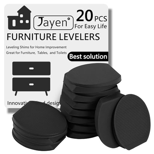 Jayen Rubber Shims 20 Pack – Non-Slip Furniture Levelers & Stackable Wedges for Tables, Toilets, Appliances & More – DIY Home Improvement, Black