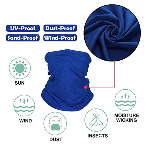 Geyoga Neck Gaiter Bandana Face Mask Summer UV Protection Cooling Breathable Face Mask Neck Scarf Balaclava for Men Women - color: Black, White, Royal Blue