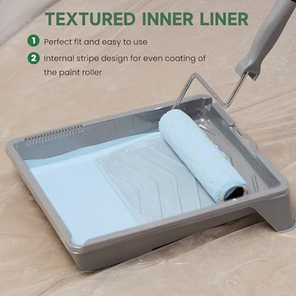 Voomey Paint Tray Liner Disposable,Paint Pan Liners,24 Pcs Heavy-Duty Plastic Paint Tray Liners for House Painting, Leak-Proof & Easy Cleanup (Only Compatible with Voomey 17pcs Paint Roller Kit) - style: 24pcs paint tray liners