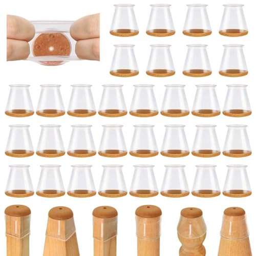 32 Pcs Chair Leg Floor Protectors for Hardwood Floors Silicone Covers to Protect Wood Tile Floors Scratches Felt Pads Furniture Leg Caps No Noise (Fit:0.5"-0.89") - color: Clear-32pcs, size: Universal Xs