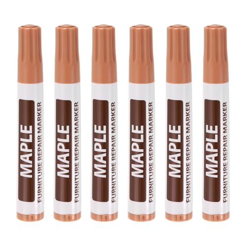 uxcell Furniture Repair Wood Markers, 6 Pcs Maple Touch Up Filler Sticks, Oil Based Paint Markers for Scratches, Wood Floors, Tables, Cabinet, Carpenters, Cover Ups - color: Maple