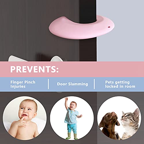 Neobay Door Pinch Guard and Door Slam Stopper, Durable Silicone Door Finger Pinch Guard, Prevents Slamming on Even Heavy Doors, Non-Toxic & Pet Friendly, 6 Packs Pink. - color: Pink 6 Packs Basic