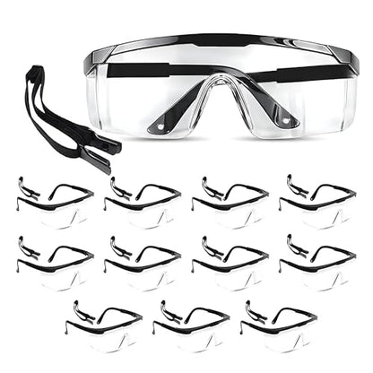 12 Pack Safety Glasses for Men & Women, Full Coverage Clear Lenses with Built-in Brow Guard, ANSI Z87.1 & CE Certified, Anti-Fog, Anti-Scratch, 100% UV Protection