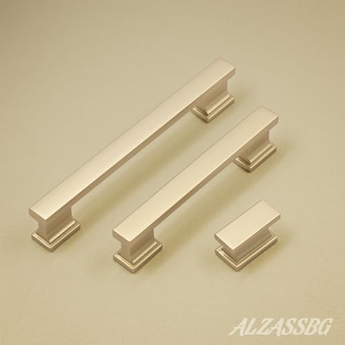 Alzassbg 10 Pack Brushed Gold Cabinet Pulls, 3-3/4 Inch(96mm) Hole Centers Kitchen Cabinet Handles for Cabinets and Drawers AL3061MGP - color: Brushed Gold, size: 3-3/4" Hole Center