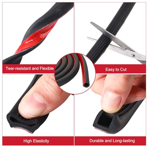 Pangda 18Ft D Shape Rubber Weather Stripping Foam Self-Adhesive EPDM Seal Strip for Noise Reduction Waterproof Dustproof for Cars Boats RVs Windows Doors (0.59" W x 0.55" H) - size: 18ft L, style: 0.59" W X 0.55" H