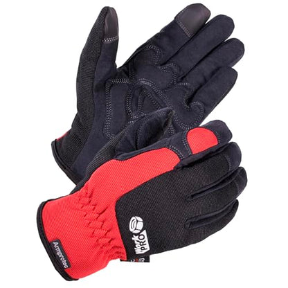 SKYDEER Mens Work Gloves, Touch screen Utility Mechanic Gloves, Flexible Breathable Fit and Padded Knuckles & Palm Protection (SD8821/M) - color: Red-black, size: Medium