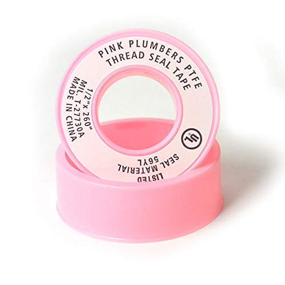 Thrifco 4400942 1/2" x 260" Pink High Density Plumbers Thread Sealing Tape