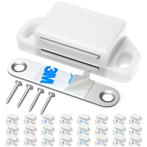 Tonitrui Cabinet Magnetic Catch Door Latch 30LB for Kitchen Drawer Magnets to Stay Closed Magnetic Catch Closet for Drawer（White 24 Pack） - color: White, size: 24 Pack