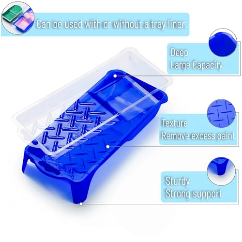Bates- 2 Inch Foam Paint Roller Kit, 10 pcs, Small Paint Roller Kit, 1x Plastic Paint Tray, 2X Clear Disposable Tray Liners, 1x Roller Frame & 6X Mini Foam Covers - color: Blue
