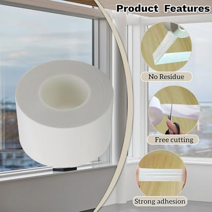 Window Insulation for Winter Weather Sealing Tape 2 Inch x 50 Yards Weather Stripping Residue Free Draft Isolation Sealing Film Tape for Shower Glass Gaps and Doors Windows - size: 2 IN - 50 Yards White
