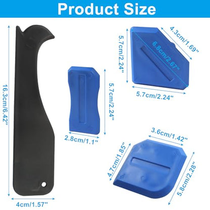 4 Pcs Silicone Caulking Tools, Compatible Sealant Grout Caulk Tool Kit, Reuse Scraper Sealing Kit for Home Renovation, Kitchen Bathroom Floor Sink Joint (Blue) - color: Blue