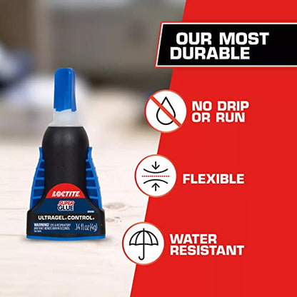 Loctite Super Glue Ultra Gel Control, Clear, 0.14 fl oz Bottle, 6 Pack - Superglue for Plastic, Wood, Metal, Crafts & Repair, Cyanoacrylate Adhesive Instant Glue, Quick Dry - size: 6 Pack, style: Ultra Gel Control