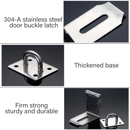 2Pcs Door Locks Hasp Latch,4 Inch 90 Degree 304 Stainless Steel Safety Packlock Clasp Hasp Lock Latch,Hinge Lock Padlock with Screws for Gates,Doors,Cabinets, Closets and More - style: 4INCH with CODE LOCK