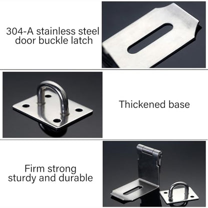 2Pcs Door Locks Hasp Latch,4 Inch 90 Degree 304 Stainless Steel Safety Packlock Clasp Hasp Lock Latch,Hinge Lock Padlock with Screws for Gates,Doors,Cabinets, Closets and More - style: 4INCH with CODE LOCK