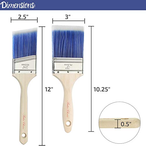 Bates - 2 Pack, 3 Inch & 2.5 Inch, Wood Handle, Paint Brushes Set, Professional House, Trim, Sash Paint Brush - color: Wood Handle Angle/Flat, size: 2 Pack, 2.5” & 3”