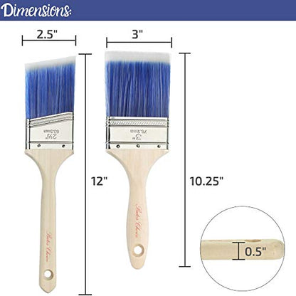 Bates - 2 Pack, 3 Inch & 2.5 Inch, Wood Handle, Paint Brushes Set, Professional House, Trim, Sash Paint Brush - color: Wood Handle Angle/Flat, size: 2 Pack, 2.5” & 3”