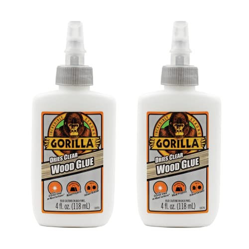 Gorilla Dries Clear Wood Glue, 4 Ounce Bottle (Pack of 2) - Water Resistant for Indoor or Outdoor Projects and Repairs - style: Clear