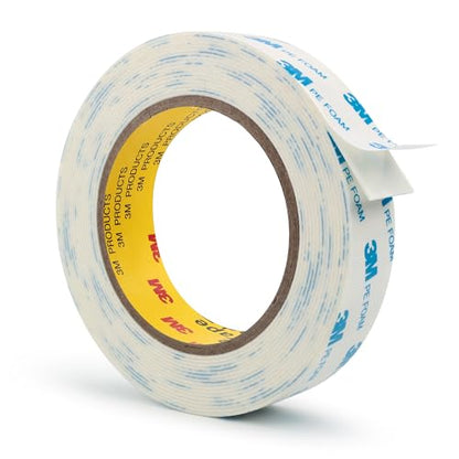 3M 1600T Double Sided Tape, PE Foam Tape 1" x 18 Ft White Removable Strong Adhesive No Residue for RV Picture Hanging, Posters Frames Wall Decor Indoor & Outdoor Use - size: 1.0" X 18ft