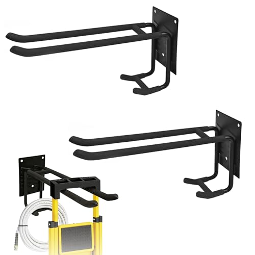 2 Pack Garage Hooks Heavy Duty Steel Garage Storage Hooks Two-Tire Wall Hooks for Organizing Tools Ladders Tires Bikes Garden