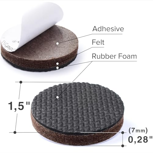 Non Slip Furniture Pads X-Protector - 8 PCS 1 1/2” - Premium Furniture Grippers - Self-Adhesive Rubber Feet for Furniture - Keep Furniture in Place! - size: 1.5 inch 8 Round