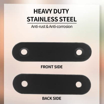 Jiozermi 12 Pcs Straight Brace, Flat Brace 2.4” x 0.6”, Stainless Steel Straight Bracket, Mending Joining Plates for Wood, Board, Bed Frame, Furniture & Shelves, Matte Black - size: Black, 2.4” x 0.6”, 12 Pcs