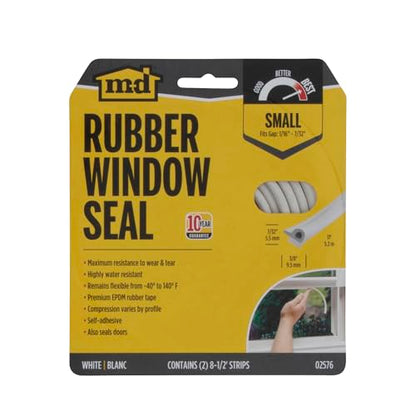 M-D Building Products 02576 7/32 in. x 3/8 in. x 17 ft. White Premium Rubber Window Seal for Small Gaps - color: White, size: 7/32 in. x 3/8 in.