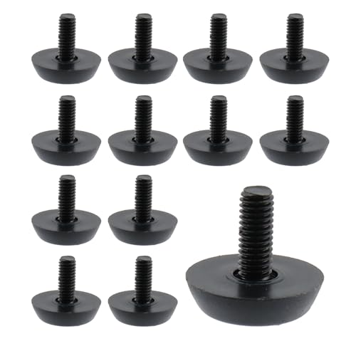 Antrader 12 Pack M6×15mm Furniture Lvelers,Table Leg Levelers,Levelling Foot Screw on Furniture Glides Foot Adjuster Mini Adjustable Feet, 23mm Base Diameter,Black - color: Black, size: M6×15mm