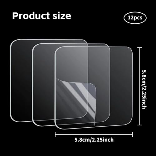 12 Pcs Sticky Tack Square 2.25x2.25 inch, Clear Mounting Tape for Walls, Removable Double Sided Adhesive Pads Wall Tape for Home Office Decor, Party Supplies and Picture Hanging - size: 12pcs-S2.25" X 2.25"