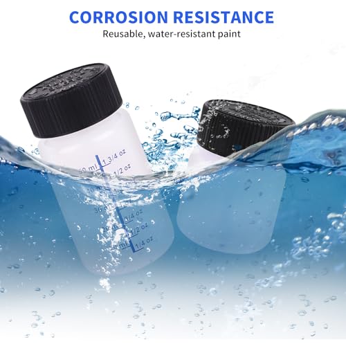 64 Pcs Touch up Paint Bottles with Applicator Brush and Lids 1 oz and 2 oz Liquid Capacity Plastic Leftover Container with Mixing Ball for Fixing Wall Stone Chip Car Surface