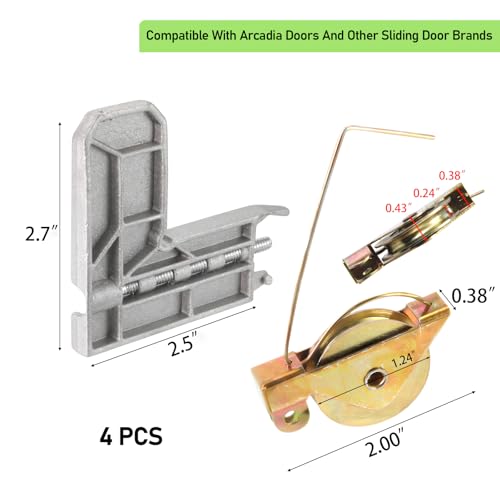 HUIKANGSHENG 4 Sets Sliding Screen Door Rollers,1-1/4" Concave Steel Ball Bearing,with Screen Door Corner Insert, Screen Door Roller Replacement Kit Compatible with Arcadia